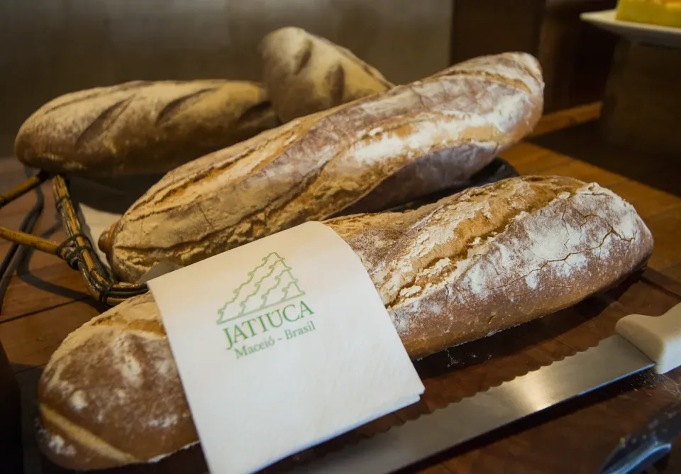 Selection of breads served at Jatiúca's breakfast